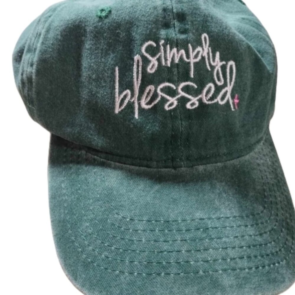 Simply blessed distressed army green hat 100% cotton‎ Adorable jesus